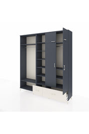 Hyperion Dolap 12 Raflı 2 Çekmeceli 2 Askılı 220x44x243 Antrasit-Antrasit/Aytaşı