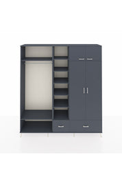 Hyperion Gardrop 12 Raflı 2 Çekmeceli 2 Askılı 220x44x243 Antrasit-Antrasit/Antrasit