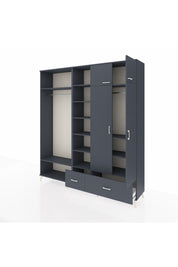 Hyperion Gardrop 12 Raflı 2 Çekmeceli 2 Askılı 220x44x243 Antrasit-Antrasit/Antrasit