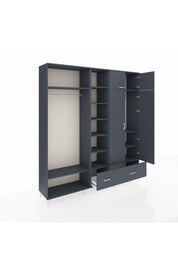 Hyperion Gardrop 12 Raflı 2 Çekmeceli 2 Askılı 220x44x243 Antrasit-Antrasit/Antrasit