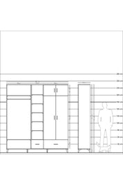 Hyperion Dolap 12 Raflı 2 Çekmeceli 2 Askılı 220x44x243 - S553M072V17B