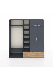 Hyperion Dolap 12 Raflı 2 Çekmeceli 2 Askılı 220x44x243 Antrasit-Antrasit/Çam