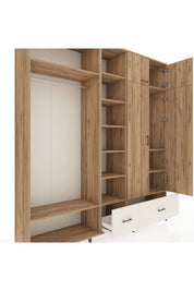 Hyperion Dolap 12 Raflı 2 Çekmeceli 2 Askılı 220x44x243 Çam-Çam/Aytaşı