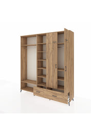 Hyperion Gardrop 12 Raflı 2 Çekmeceli 2 Askılı 220x44x243 Çam-Çam/Çam