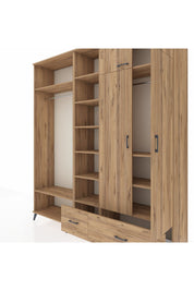 Hyperion Gardrop 12 Raflı 2 Çekmeceli 2 Askılı 220x44x243 Çam-Çam/Çam