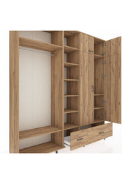 Hyperion Gardrop 12 Raflı 2 Çekmeceli 2 Askılı 220x44x243 Çam-Çam/Çam