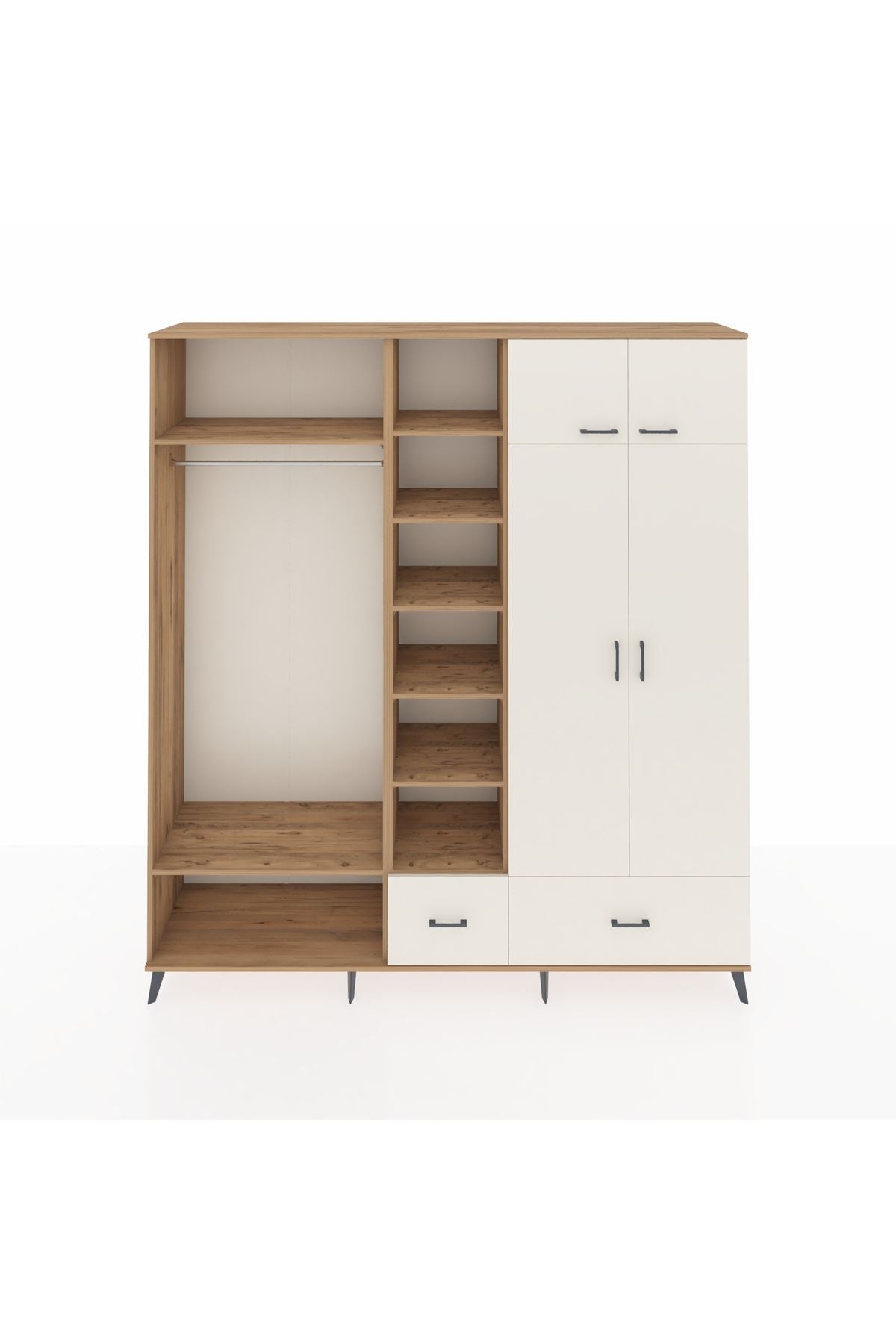 Hyperion Gardrop 12 Raflı 2 Çekmeceli 2 Askılı 220x44x243 Çam-Aytaşı/Aytaşı