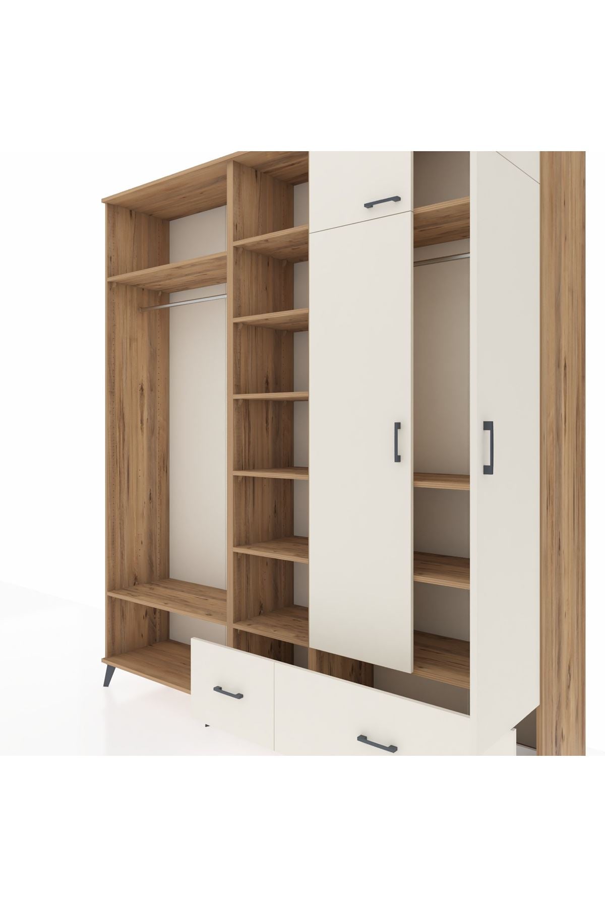 Hyperion Gardrop 12 Raflı 2 Çekmeceli 2 Askılı 220x44x243 Çam-Aytaşı/Aytaşı