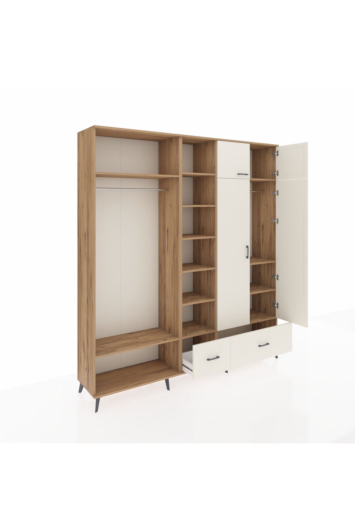 Hyperion Gardrop 12 Raflı 2 Çekmeceli 2 Askılı 220x44x243 Çam-Aytaşı/Aytaşı