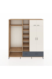 Hyperion Dolap 12 Raflı 2 Çekmeceli 2 Askılı 220x44x243 Çam-Aytaşı/Antrasit