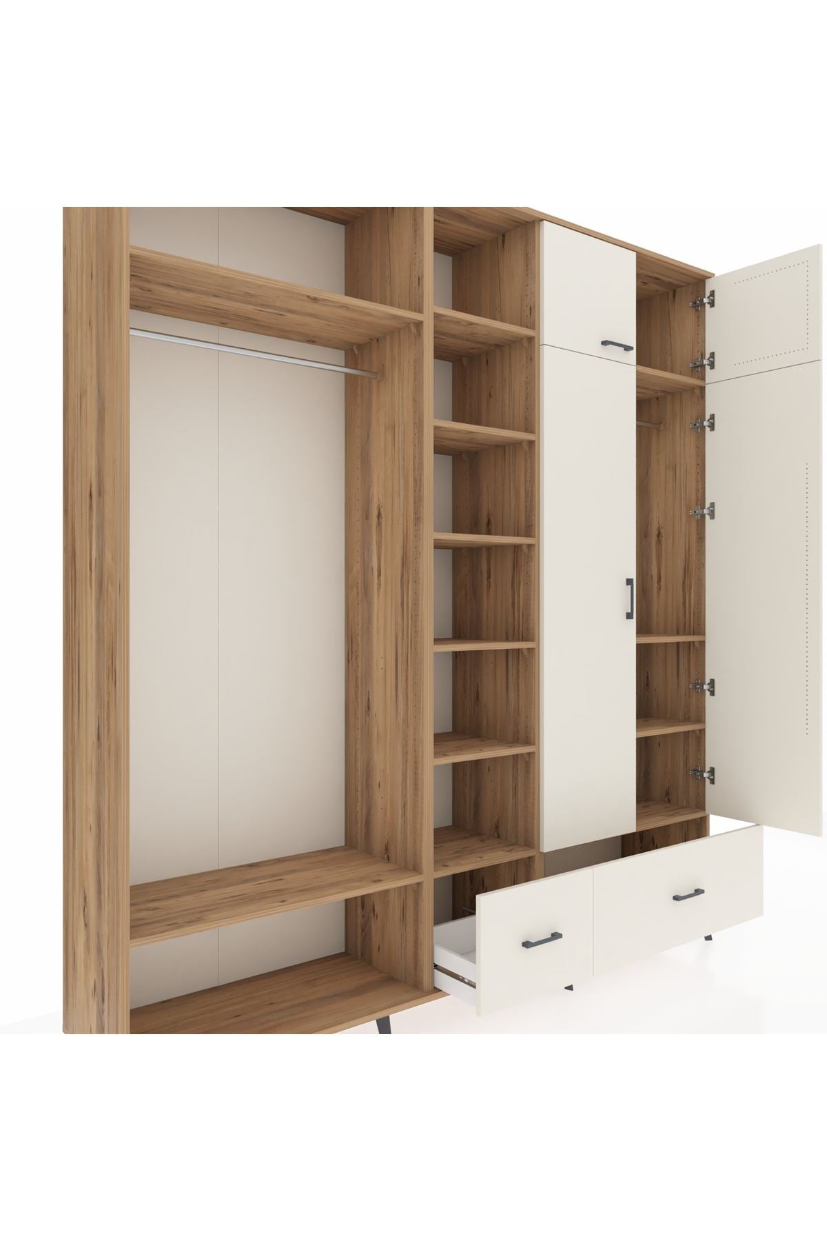 Hyperion Gardrop 12 Raflı 2 Çekmeceli 2 Askılı 220x44x243 Çam-Aytaşı/Aytaşı