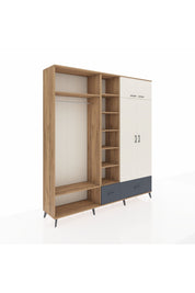 Hyperion Dolap 12 Raflı 2 Çekmeceli 2 Askılı 220x44x243 Çam-Aytaşı/Antrasit