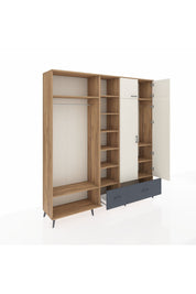 Hyperion Dolap 12 Raflı 2 Çekmeceli 2 Askılı 220x44x243 Çam-Aytaşı/Antrasit