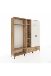 Hyperion Dolap 12 Raflı 2 Çekmeceli 2 Askılı 220x44x243 Çam-Aytaşı/Çam