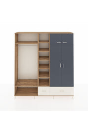 Hyperion Dolap 12 Raflı 2 Çekmeceli 2 Askılı 220x44x243 Çam-Antrasit/Aytaşı