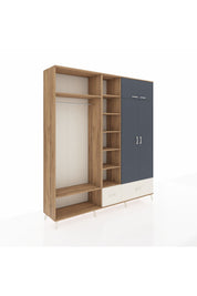 Hyperion Dolap 12 Raflı 2 Çekmeceli 2 Askılı 220x44x243 Çam-Antrasit/Aytaşı