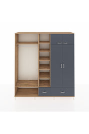 Hyperion Gardrop 12 Raflı 2 Çekmeceli 2 Askılı 220x44x243 Çam-Antrasit/Antrasit