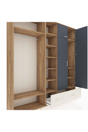 Hyperion Dolap 12 Raflı 2 Çekmeceli 2 Askılı 220x44x243 Çam-Antrasit/Aytaşı