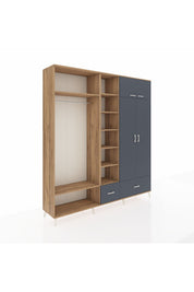 Hyperion Gardrop 12 Raflı 2 Çekmeceli 2 Askılı 220x44x243 Çam-Antrasit/Antrasit