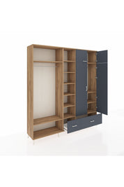 Hyperion Gardrop 12 Raflı 2 Çekmeceli 2 Askılı 220x44x243 Çam-Antrasit/Antrasit