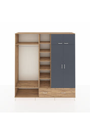 Hyperion Dolap 12 Raflı 2 Çekmeceli 2 Askılı 220x44x243 Çam-Antrasit/Çam