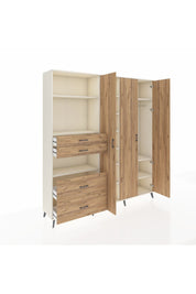 Hyperion Gardrop 12 Raflı 4 Çekmeceli Tek Askılı 220x44x243 Aytaşı-Çam/Çam