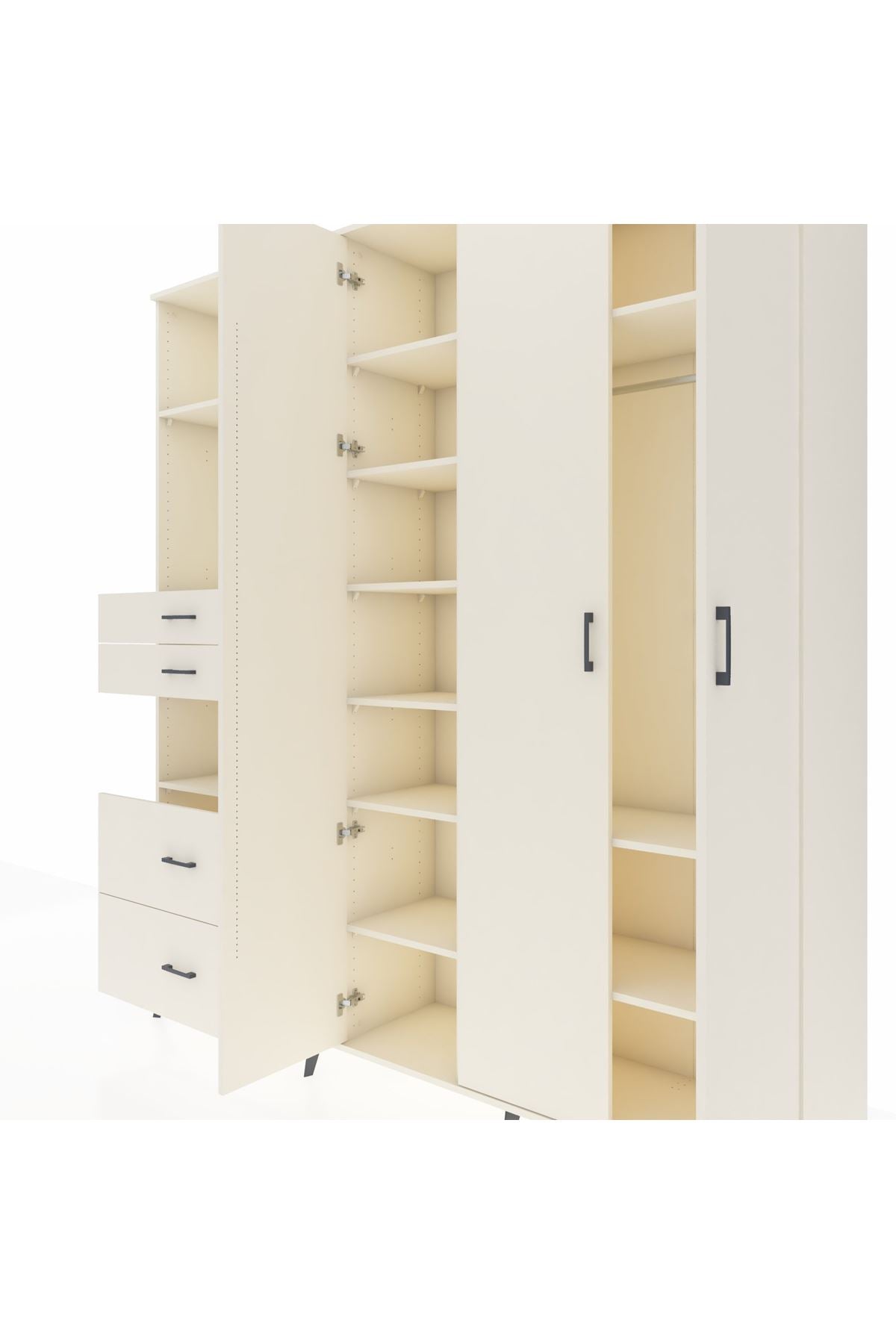 Hyperion Gardrop 12 Raflı 4 Çekmeceli Tek Askılı 220x44x243 Aytaşı-Aytaşı/Aytaşı