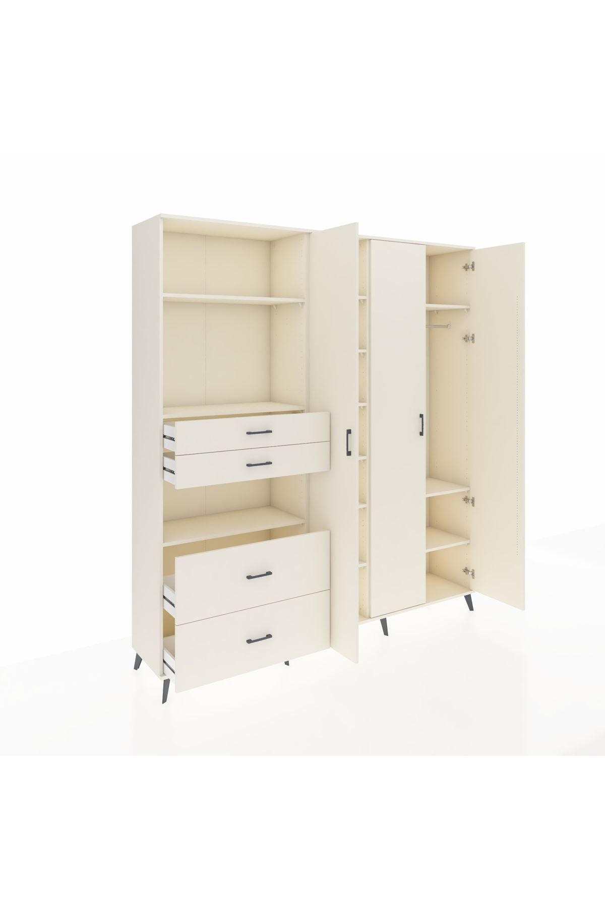 Hyperion Gardrop 12 Raflı 4 Çekmeceli Tek Askılı 220x44x243 Aytaşı-Aytaşı/Aytaşı