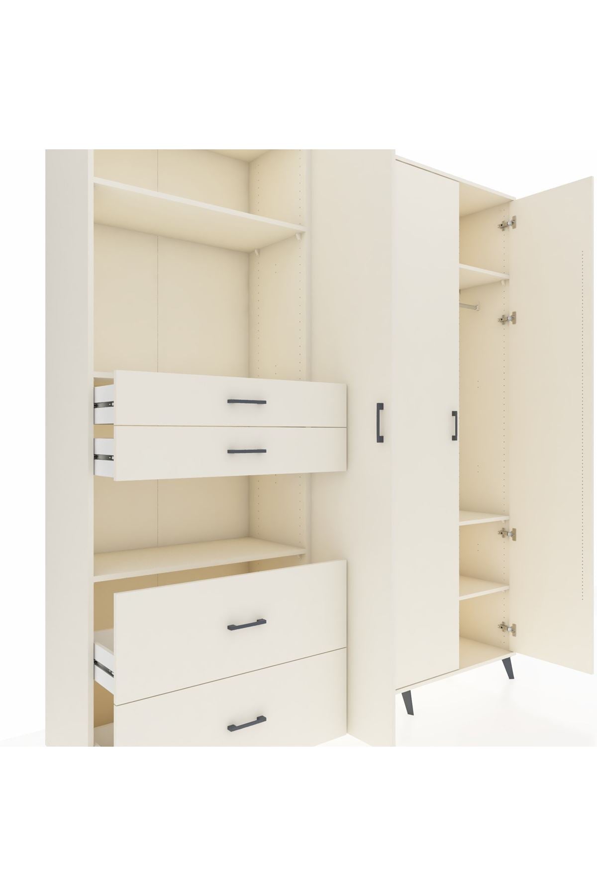 Hyperion Gardrop 12 Raflı 4 Çekmeceli Tek Askılı 220x44x243 Aytaşı-Aytaşı/Aytaşı