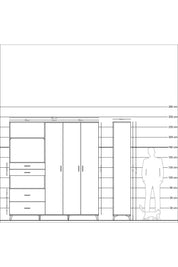 Hyperion Dolap 12 Raflı 4 Çekmeceli Tek Askılı 220x44x243 - S553M073V05B