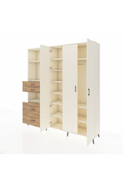 Hyperion Dolap 12 Raflı 4 Çekmeceli Tek Askılı 220x44x243 Aytaşı-Aytaşı/Çam