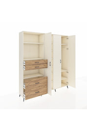 Hyperion Dolap 12 Raflı 4 Çekmeceli Tek Askılı 220x44x243 Aytaşı-Aytaşı/Çam