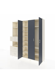 Hyperion Dolap 12 Raflı 4 Çekmeceli Tek Askılı 220x44x243 Aytaşı-Antrasit/Aytaşı