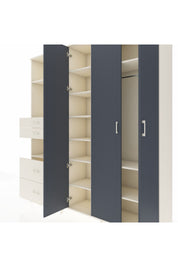 Hyperion Dolap 12 Raflı 4 Çekmeceli Tek Askılı 220x44x243 Aytaşı-Antrasit/Aytaşı