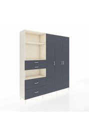 Hyperion Gardrop 12 Raflı 4 Çekmeceli Tek Askılı 220x44x243 Aytaşı-Antrasit/Antrasit