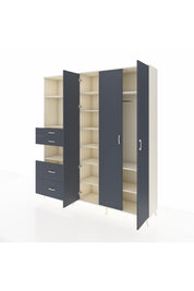 Hyperion Gardrop 12 Raflı 4 Çekmeceli Tek Askılı 220x44x243 Aytaşı-Antrasit/Antrasit