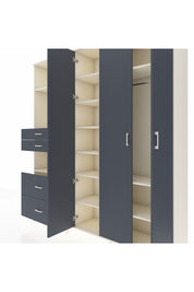 Hyperion Gardrop 12 Raflı 4 Çekmeceli Tek Askılı 220x44x243 Aytaşı-Antrasit/Antrasit