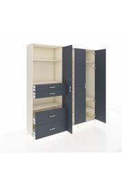 Hyperion Gardrop 12 Raflı 4 Çekmeceli Tek Askılı 220x44x243 Aytaşı-Antrasit/Antrasit