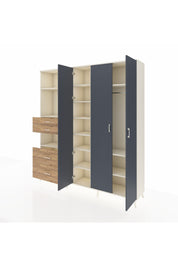 Hyperion Dolap 12 Raflı 4 Çekmeceli Tek Askılı 220x44x243 Aytaşı-Antrasit/Çam