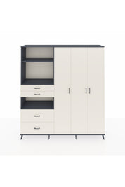 Hyperion Gardrop 12 Raflı 4 Çekmeceli Tek Askılı 220x44x243 Antrasit-Aytaşı/Aytaşı