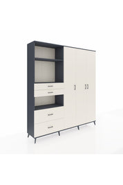 Hyperion Gardrop 12 Raflı 4 Çekmeceli Tek Askılı 220x44x243 Antrasit-Aytaşı/Aytaşı