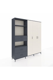 Hyperion Dolap 12 Raflı 4 Çekmeceli Tek Askılı 220x44x243 Antrasit-Aytaşı/Antrasit