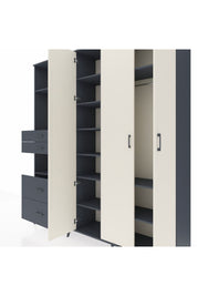 Hyperion Dolap 12 Raflı 4 Çekmeceli Tek Askılı 220x44x243 Antrasit-Aytaşı/Antrasit