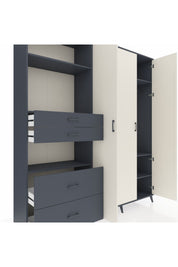 Hyperion Dolap 12 Raflı 4 Çekmeceli Tek Askılı 220x44x243 Antrasit-Aytaşı/Antrasit