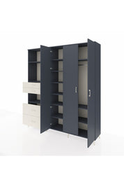 Hyperion Dolap 12 Raflı 4 Çekmeceli Tek Askılı 220x44x243 Antrasit-Antrasit/Aytaşı