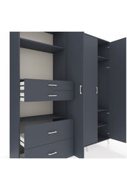 Hyperion Gardrop 12 Raflı 4 Çekmeceli Tek Askılı 220x44x243 Antrasit-Antrasit/Antrasit