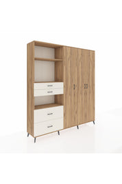 Hyperion Dolap 12 Raflı 4 Çekmeceli Tek Askılı 220x44x243 Çam-Çam/Aytaşı