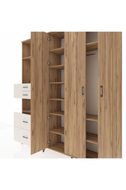 Hyperion Dolap 12 Raflı 4 Çekmeceli Tek Askılı 220x44x243 Çam-Çam/Aytaşı