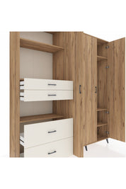 Hyperion Dolap 12 Raflı 4 Çekmeceli Tek Askılı 220x44x243 Çam-Çam/Aytaşı