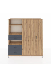 Hyperion Dolap 12 Raflı 4 Çekmeceli Tek Askılı 220x44x243 Çam-Çam/Antrasit